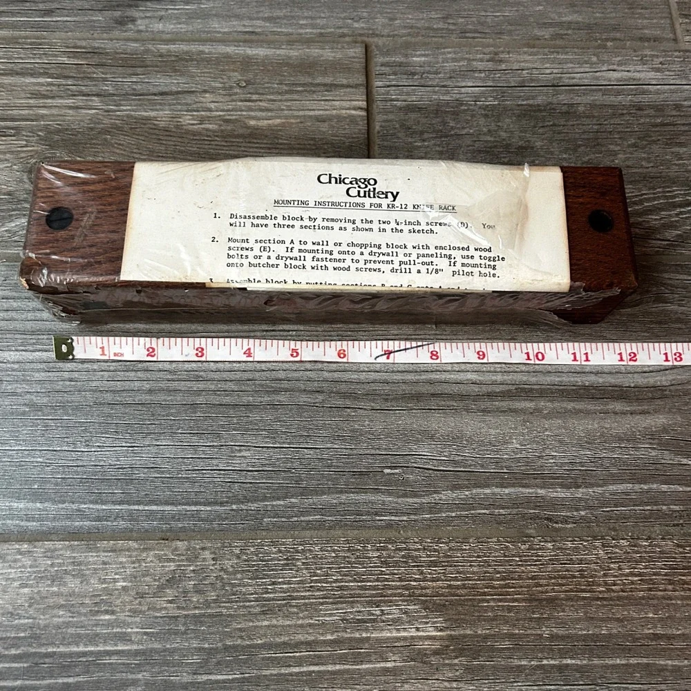 New Chicago Cutlery KR12 Knife Rack Block Mounting Hardware Instructions Vintage